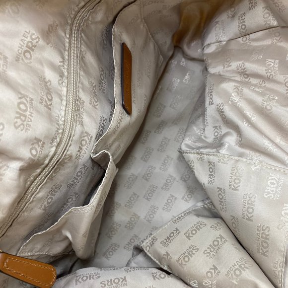 Michael Kors XL Yellow/White Canvas Fabric Handbag - Picture 11 of 14